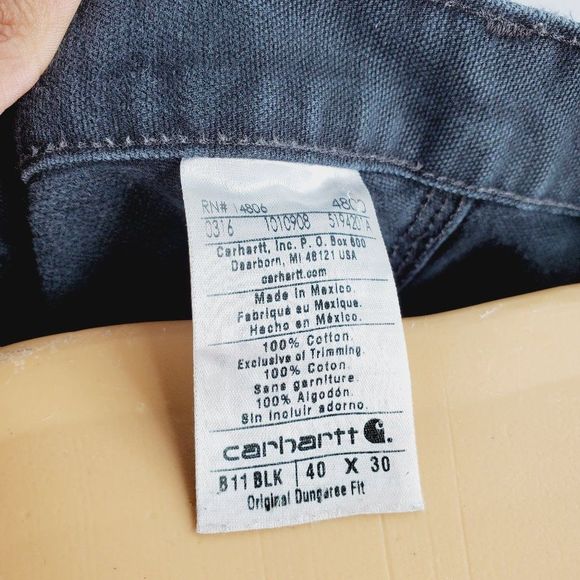 Carhartt Mens Black B11 Original Fit Washed Duck Workwear Carpenter Pant 40X30 - Picture 7 of 8
